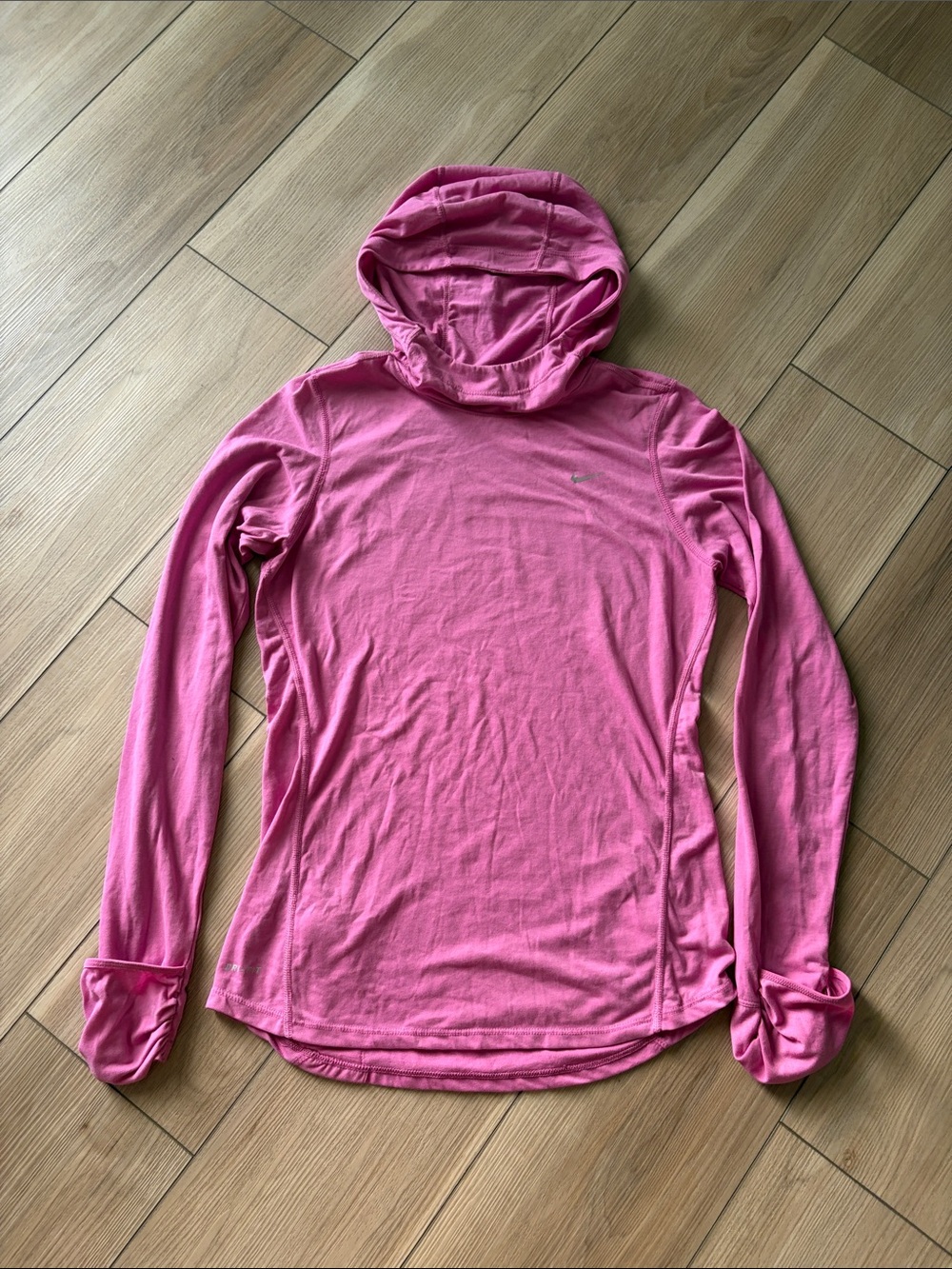 Nike Pink Hooded Long-Sleeve Performance Top